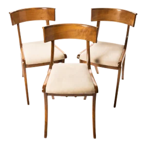 Early 19th Century Sabre Leg Klismos Form Side Chairs - Set of 3