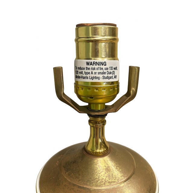 Table Lamp by Kinder Harris Lighting Company With Brass Ui Accent in Zebra Pattern Ceramic Hollywood Regency Revival Hollywood 80's Glam For Sale - Image 4 of 6