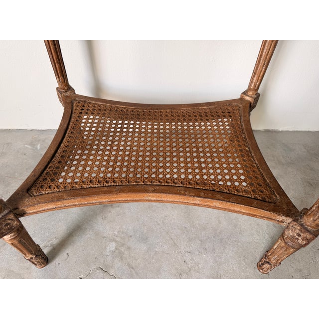 Modern Neoclassical Louis XVI Style Oval Side Tables With Cane Shelves – A Pair For Sale - Image 11 of 15