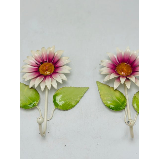 Metal Vintage Tole Wall Hooks, a Pair For Sale - Image 7 of 7