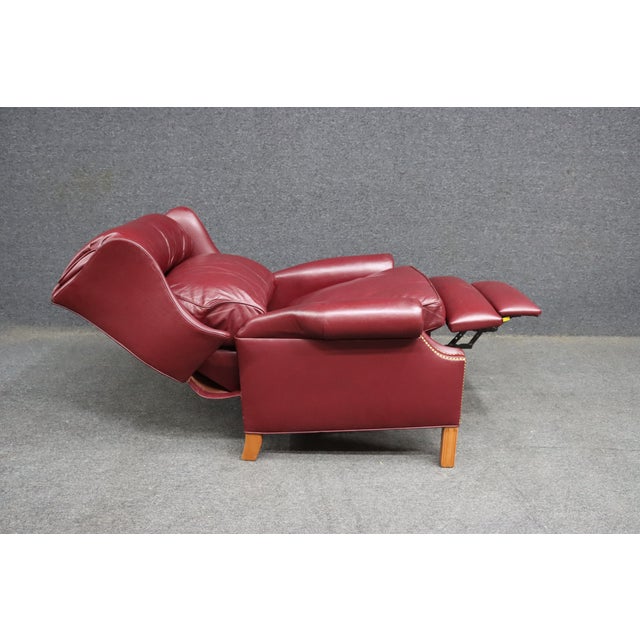 Hancock & Moore Burgundy Leather Wingback Recliner Lounge Chair For Sale - Image 10 of 14