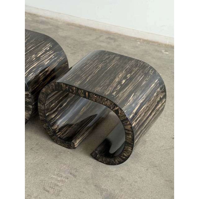 Vintage Cerused Scroll Side Tables- Pair For Sale In Los Angeles - Image 6 of 17
