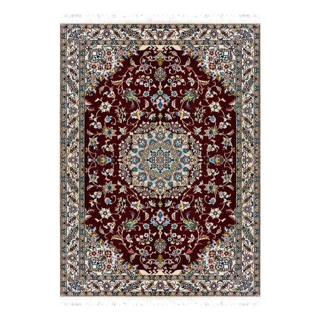 Hand-Knotted Nain Rug in Wool and Silk For Sale