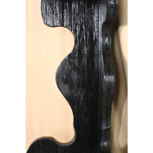 1970s Tall Folk Art Black Scroll Corner Shelf For Sale - Image 4 of 14
