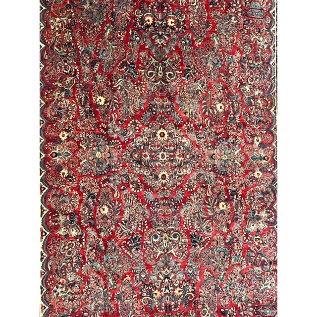 Wool pile genuine hand made antique Persian Sarouk - Thick pile
