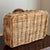 Tan Large French Country-Style Storage Basket W/ Bamboo Rim & Handle For Sale - Image 8 of 12