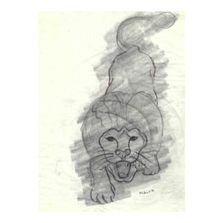 1940s Helen Mata Drawing of a Lion For Sale