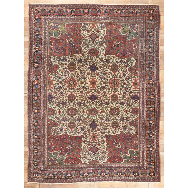 Early 20th Century Antique Persian Ivory Mahal Rug - 09'11 X 13'01 For Sale - Image 9 of 9