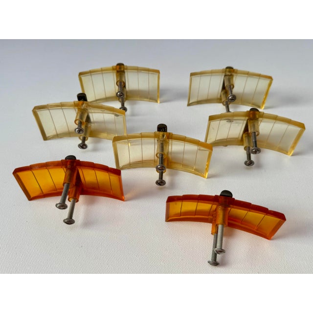 Mid-Century Modern Art Deco Cellulose Acetate Vanity Drawer Pulls, Amber & Clear, Set of 7 For Sale - Image 3 of 9
