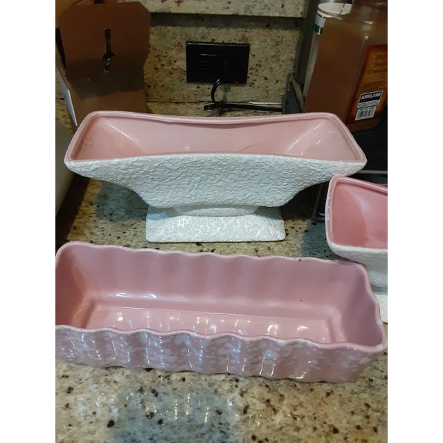 McM/ Art Deco Pink and White Mottled Rectangular Planter For Sale - Image 4 of 5