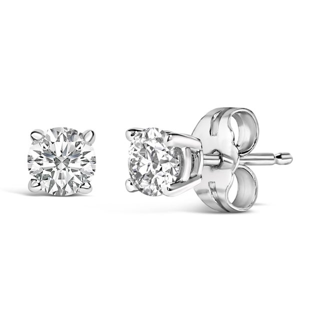 These exquisite stud earrings, crafted from lustrous 14K white gold, are adorned with lab-grown diamonds, each resplendent...