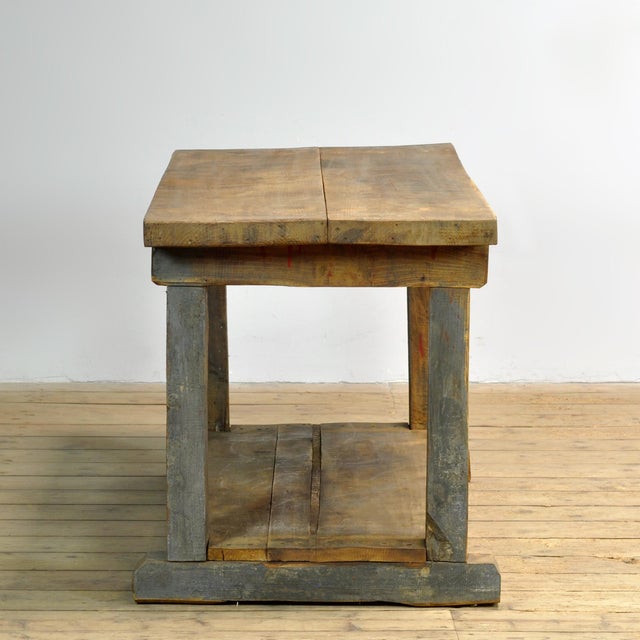 Industrial Oak Work Table, 1950 For Sale - Image 4 of 10