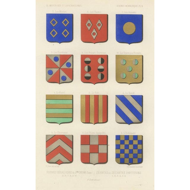 Ferdinand Séré, Heraldic Figures and Secant Partitions, 1851, Chromolithograph For Sale - Image 9 of 9