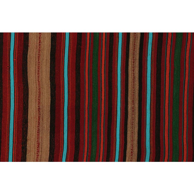 1950s Vintage Persian Kilim in Burgundy With Multicolor Stripes by Rug & Kilim For Sale In New York - Image 6 of 8