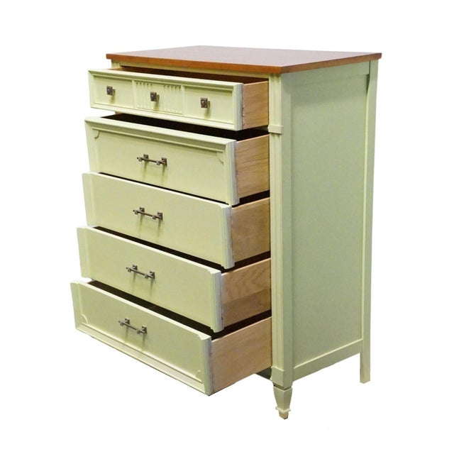 Bassett Furniture Ticino Collection Cream Painted 36" Chest of Drawers W. Solid Cherry Top 238-96-251 For Sale In Kansas City - Image 6 of 13