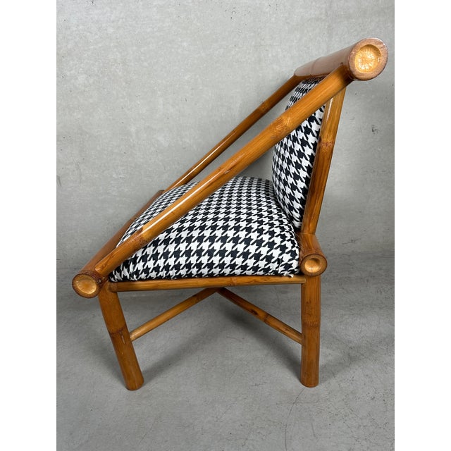 Vintage Bamboe Houndstooth Armchair For Sale - Image 4 of 10