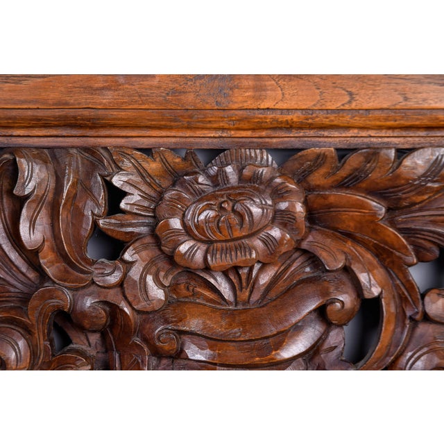 Large Early 20th Century Intricately Hand Carved Walnut Panel For Sale - Image 10 of 11
