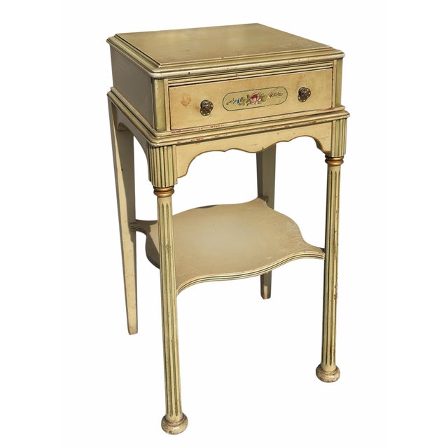 Art Deco French Painted Nightstand Side Table.