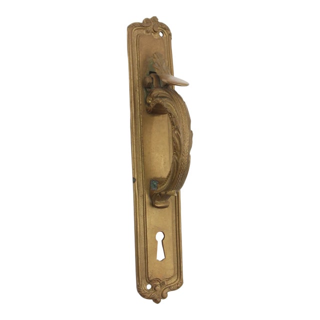 Vintage 10.125 In. French Brass Door Pull For Sale