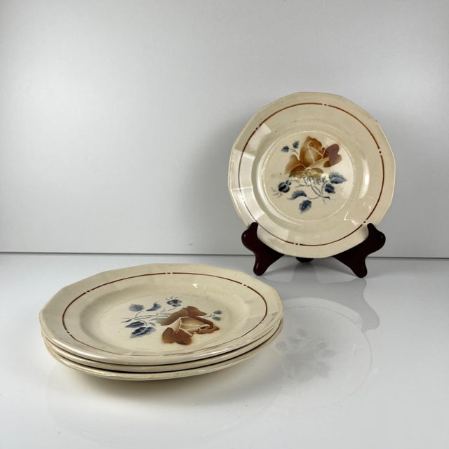 Vintage Dinner Plates with Floral Motif from Sarreguemines, 1920s, Set of 4 For Sale - Image 14 of 14