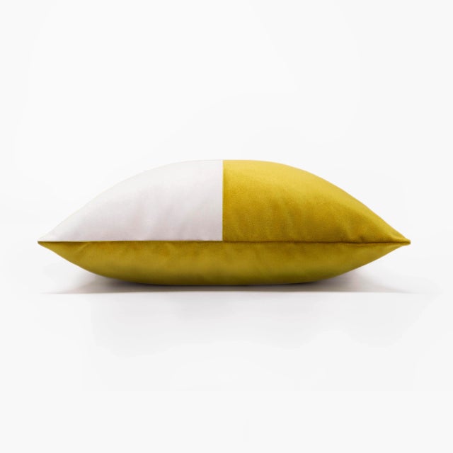 Double optical mustard cushion cover by lorenza briola for lo decor the geometrical shape of this elegant cushion is...