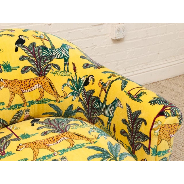 Yellow Vintage Postmodern Yellow Jungle Print Barrel Lounge Chair For Sale - Image 8 of 12