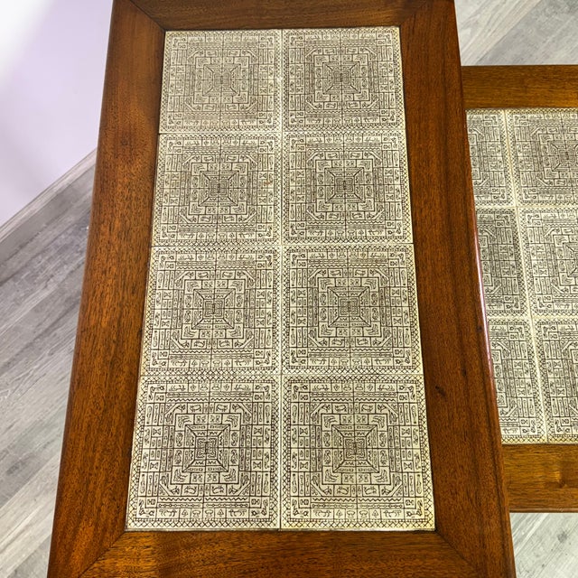 1960s MCM Danish Modern Walnut Tile-Top Nesting Tables For Sale - Image 5 of 11