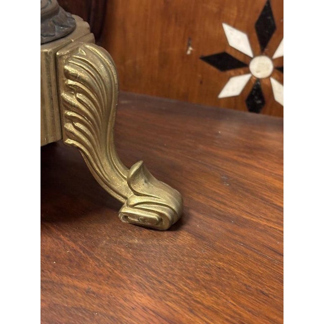 Vintage Brass & Bronze Clock For Sale - Image 4 of 13