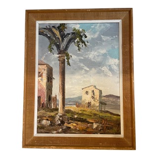 European Framed Oil on Canvas For Sale