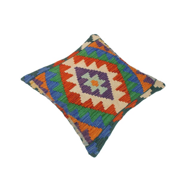 1990s 1990s Rustic Turkish Hand Woven Kilim Throw Pillow For Sale - Image 5 of 8