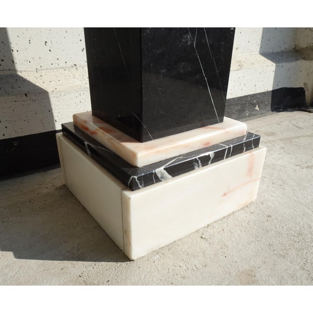 Art Deco Belgian Black Veined Marble and Carrara Marble Column Pied De Stal, 1930s For Sale - Image 10 of 12