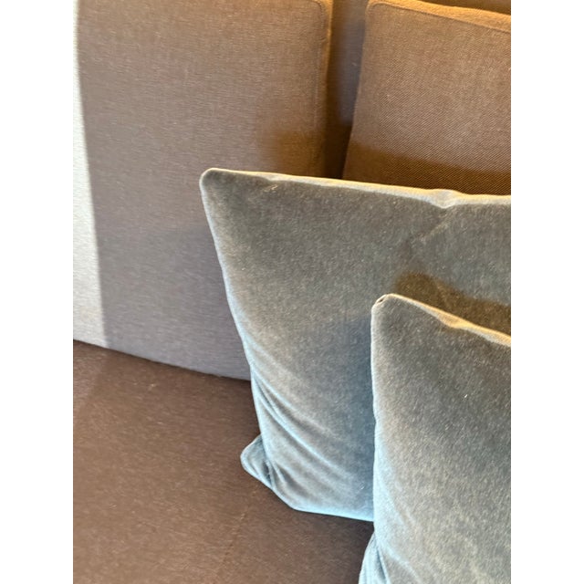 Custom Design Blue Velvet Pillows, Set of Three For Sale In San Francisco - Image 6 of 12