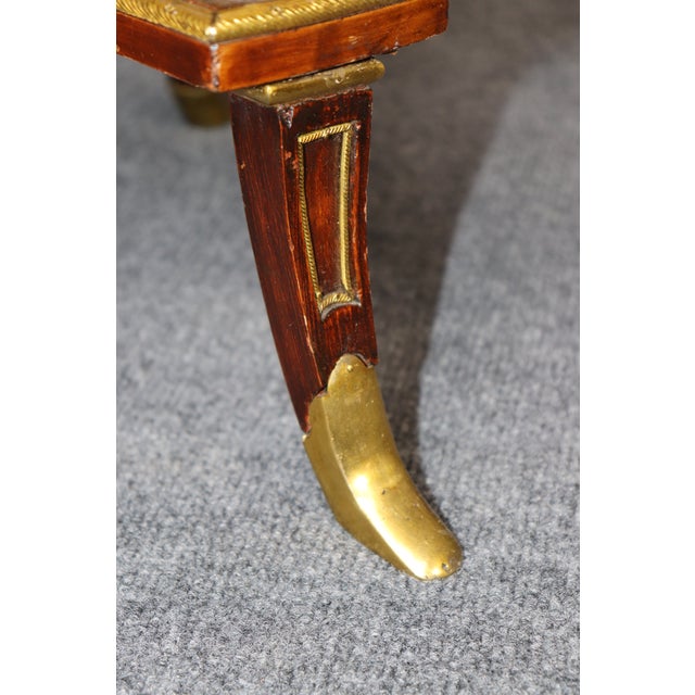19th C Pair French Louis XVI Adam Weisweiler Style Ormolu & Marble Top End Table For Sale - Image 9 of 10