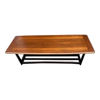 Newly Restored Mid-Century Modern 1960’s Walnut and Black Slatted Coffee Table For Sale