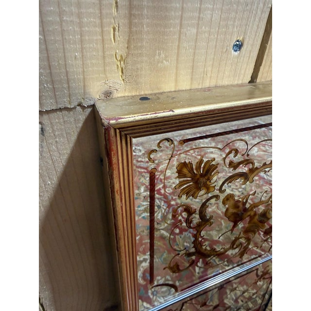 Art Nouveau Bistro Mirror in Venetian Verre Églomisé, 1960s For Sale - Image 6 of 9