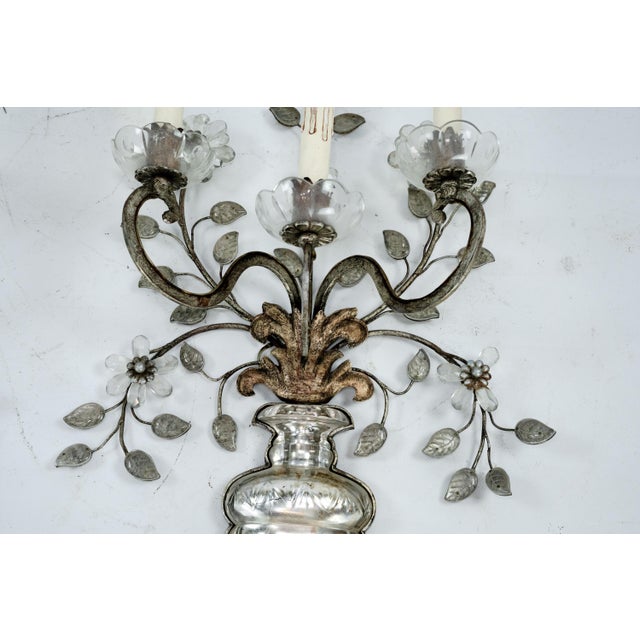Metal French Crystal Bronze Sconce Rings attributed to Maison Baguès, 1960s, Set of 2 For Sale - Image 7 of 18