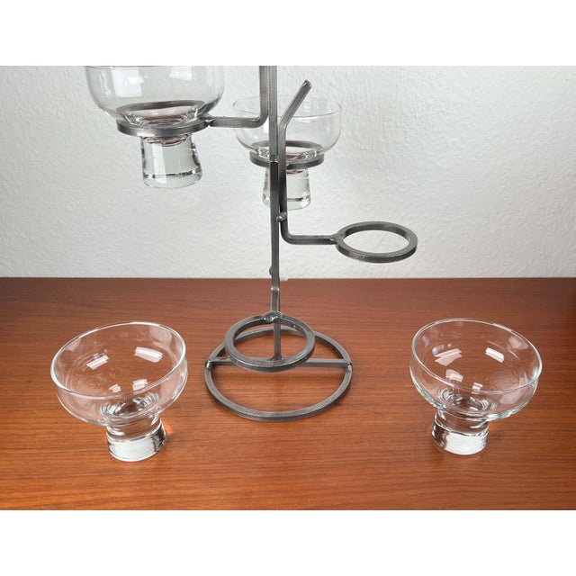 Vintage Danish Candleholder in Wrought Iron and Glass, 1970s For Sale - Image 3 of 12