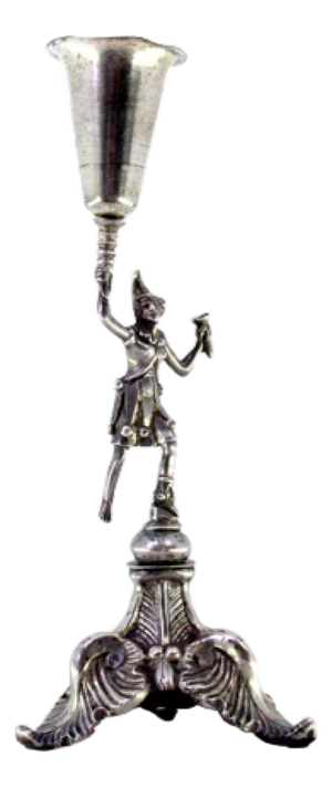 Silver Toothpick Holder with Ball Plinth Figure, Raised Base and Feet