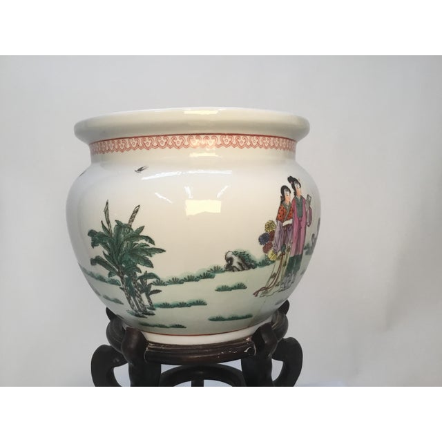 Vintage Asian Ceramic Jardiniere Planter on Stand Chairish