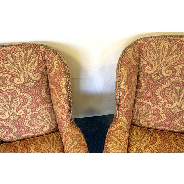 Lexington Home Brands Wing Chairs With Nailhead Trim - A Pair For Sale - Image 10 of 18