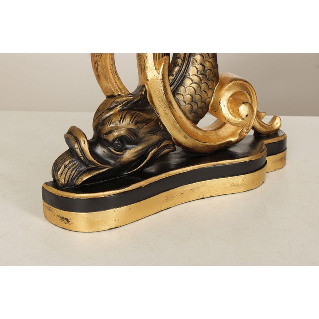Metal Chelsea House Gilt Carved Dolphin Table Lamp For Sale - Image 7 of 12