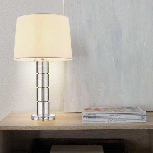 2020s Pasargad Home Catalina Collection Metal & Crystal Table Lamp With White Shade For Sale - Image 5 of 5