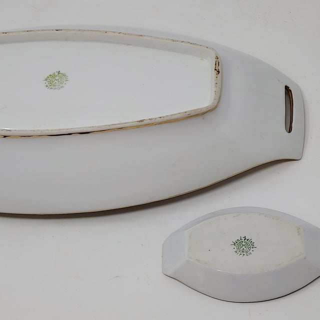 Black Morimura Nippon Snack Serving Set Black Gold Lake Scene 5 Pieces 1910-20 Japan For Sale - Image 8 of 8