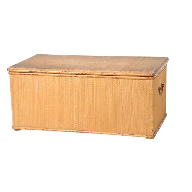 Vintage Grass Mat and Bamboo Storage Trunk For Sale - Image 9 of 9