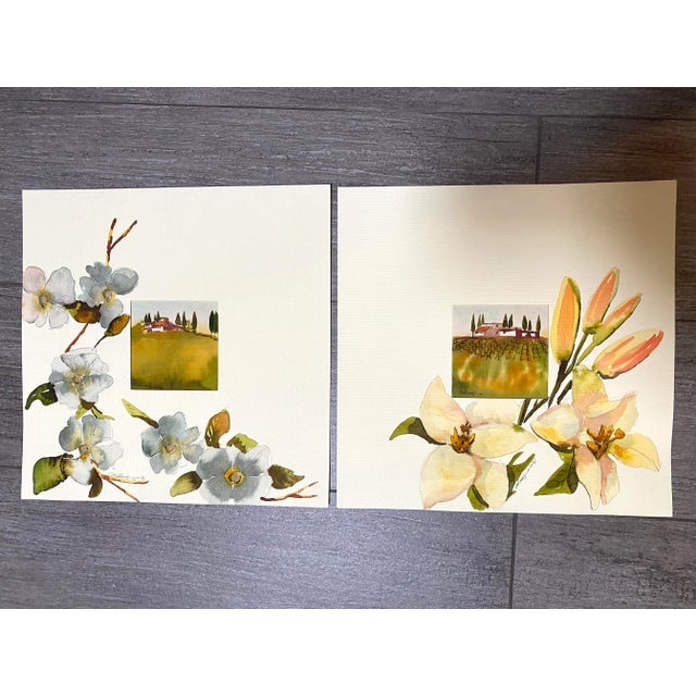 Paint Tuscan Watercolors - A Pair For Sale - Image 7 of 7