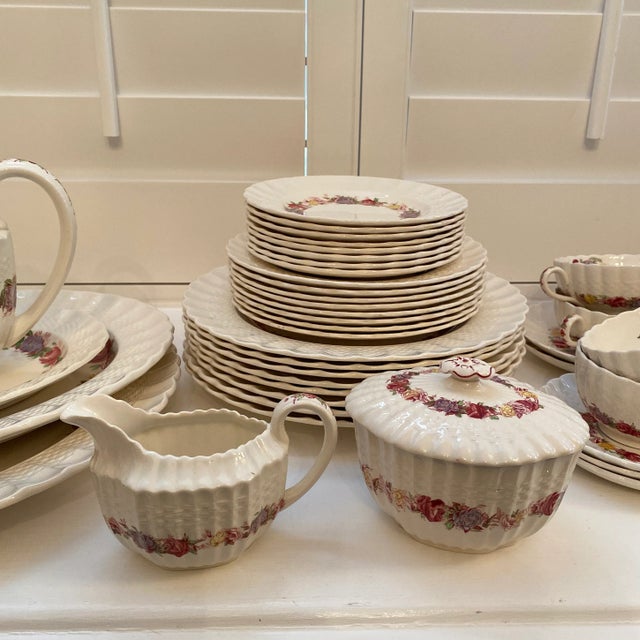 Ceramic 1940s Copeland Spode Made in England “Rose Briar” Set for 8 - 56 Pieces For Sale - Image 7 of 13