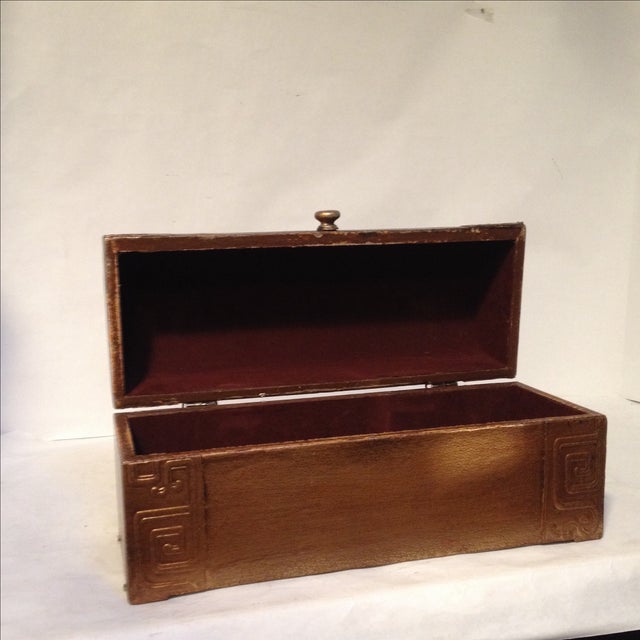 Sarreid Copper Leather Chest For Sale - Image 10 of 10