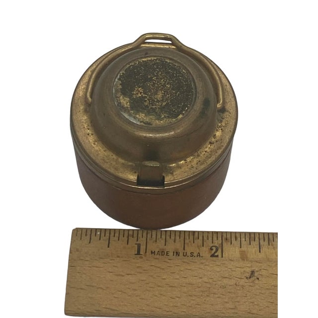Early 20th Century Leather and Brass Travel Inkwell With Handle and Glass Insert For Sale - Image 10 of 13