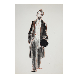 Early 20th Century French Impressionist Study of Gentleman Watercolor Painting