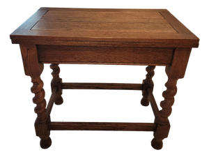 1940s Oak Fold Top Barley Twist Card Table